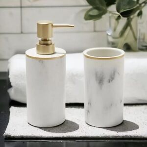 Sunday Citizen 2pc Resin Bath Set, marble pattern